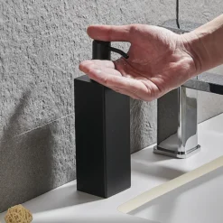 Arezzo Freestanding Square Soap Dispenser Matt Black -Bathroom Furniture Store azsq2mbf d3