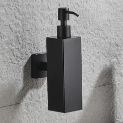 Arezzo Matt Black Square Wall Mounted Soap Dispenser -Bathroom Furniture Store azsq2mbwd2