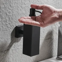 Arezzo Matt Black Square Wall Mounted Soap Dispenser -Bathroom Furniture Store azsq2mbwd3