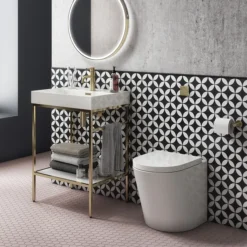 Arezzo Concealed WC Cistern Incl. Brushed Brass Square Flush Plate -Bathroom Furniture Store azsqbbpk d5