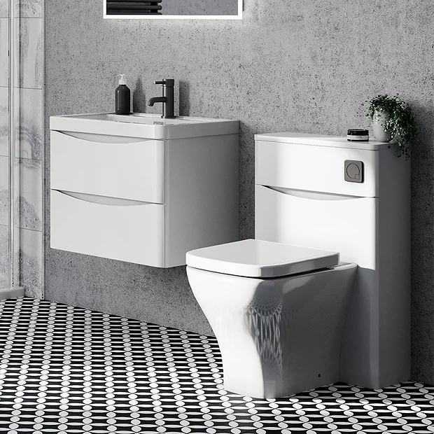 Arezzo Concealed WC Cistern Incl. Matt Black Square Flush Plate 1 Arezzo Concealed WC Cistern Incl. Matt Black Square Flush Plate