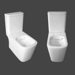 Arezzo Square Close Coupled Rimless Toilet With Soft Close Seat -Bathroom Furniture Store azssqcc d4