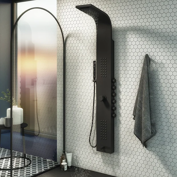Arezzo Shower Tower Panel - Matt Black (Thermostatic) 2 Arezzo Shower Tower Panel - Matt Black (Thermostatic) - Image 2