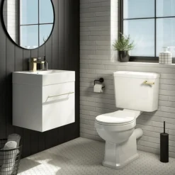 Arezzo Traditional Toilet With Brushed Brass Lever -Bathroom Furniture Store aztccbb detail1