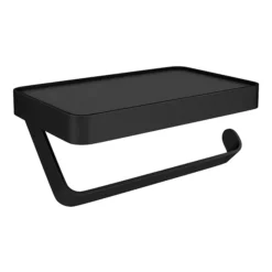 Arezzo Toilet Roll Holder With Shelf - Matt Black
