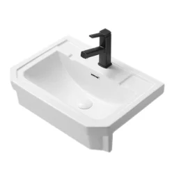 Arezzo Art Deco Semi-Recessed Basin 1TH - 574mm Wide -Bathroom Furniture Store aztrsrgw d1