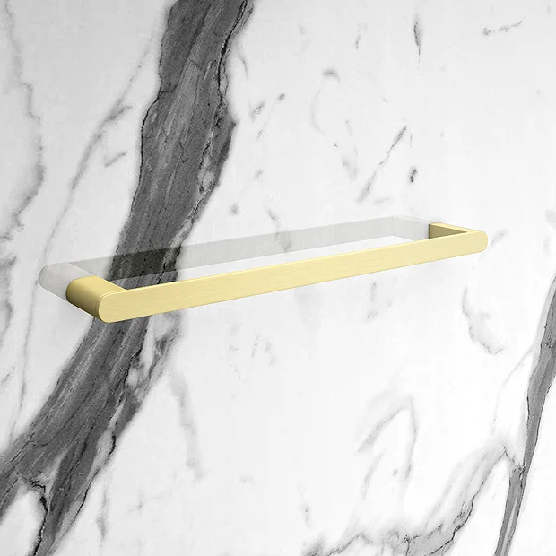 Arezzo Brushed Brass 500mm Wall Mounted Towel Rail 2 Arezzo Brushed Brass 500mm Wall Mounted Towel Rail - Image 2