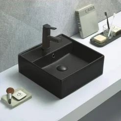 Arezzo Matt Black Ceramic Slotted Click Clack Basin Waste