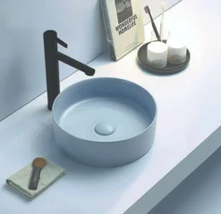 Arezzo Matt Blue Ceramic Unslotted Click Clack Basin Waste
