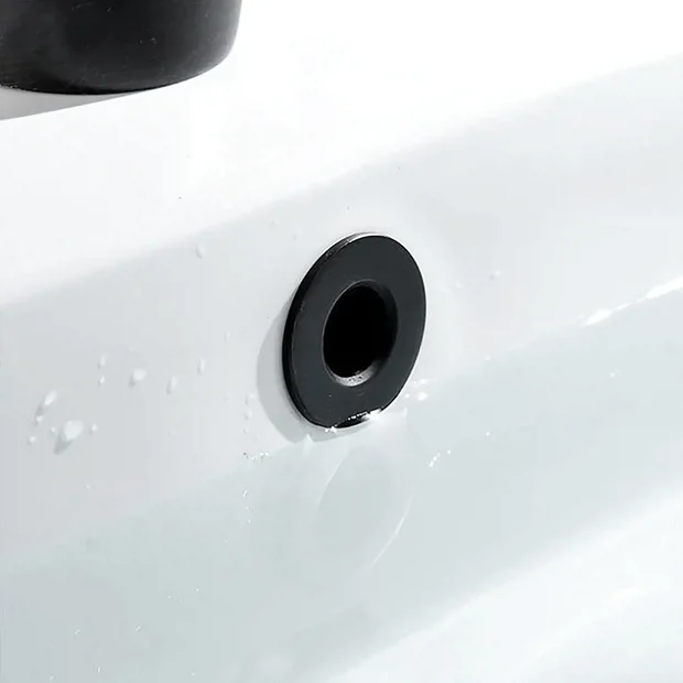 Arezzo Matt Black Brass Basin Overflow Cover Insert Hole Trim 3 Arezzo Matt Black Brass Basin Overflow Cover Insert Hole Trim - Image 3