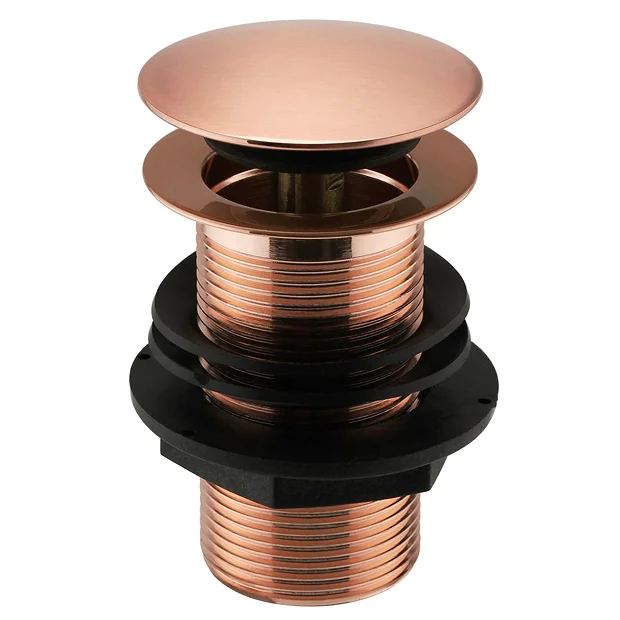 Arezzo Rose Gold Unslotted Click Clack Basin Waste 1 Arezzo Rose Gold Unslotted Click Clack Basin Waste