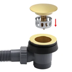 Arezzo Brushed Brass Easy Clean Click Clack Bath Waste With Overflow -Bathroom Furniture Store cbw01bb d3