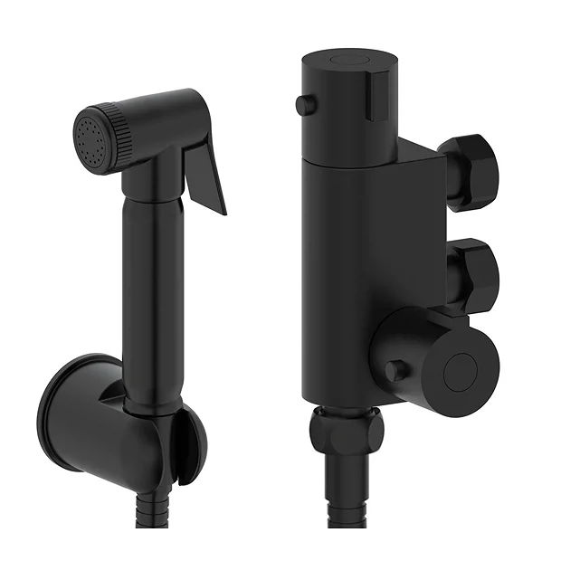 Arezzo Round Douche Thermostatic Bar Valve With Shower Spray Kit Matt Black 3 Arezzo Round Douche Thermostatic Bar Valve With Shower Spray Kit Matt Black - Image 3