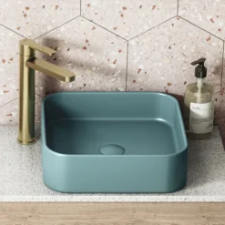 Bathroom Furniture Store 14 Arezzo Matt Green Ceramic Unslotted Click Clack Basin Waste