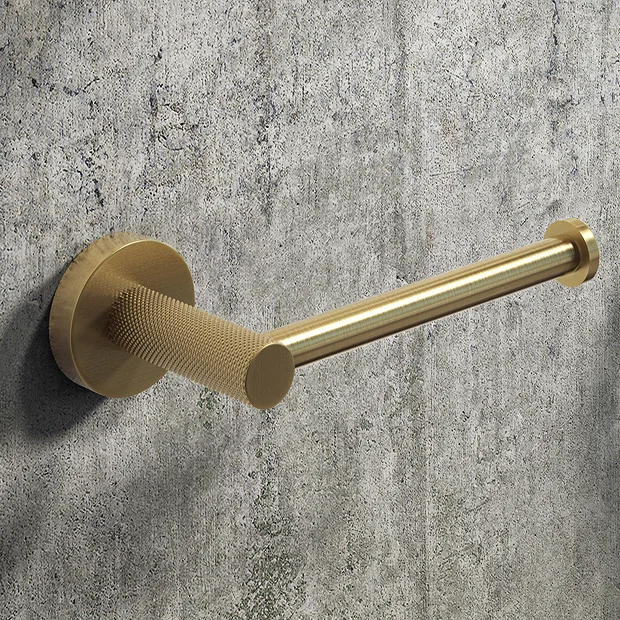 Arezzo Industrial Style Brushed Brass Toilet Roll Holder 2 Arezzo Industrial Style Brushed Brass Toilet Roll Holder - Image 2