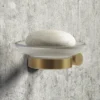 Arezzo Industrial Style Brushed Brass Round Soap Dish & Holder