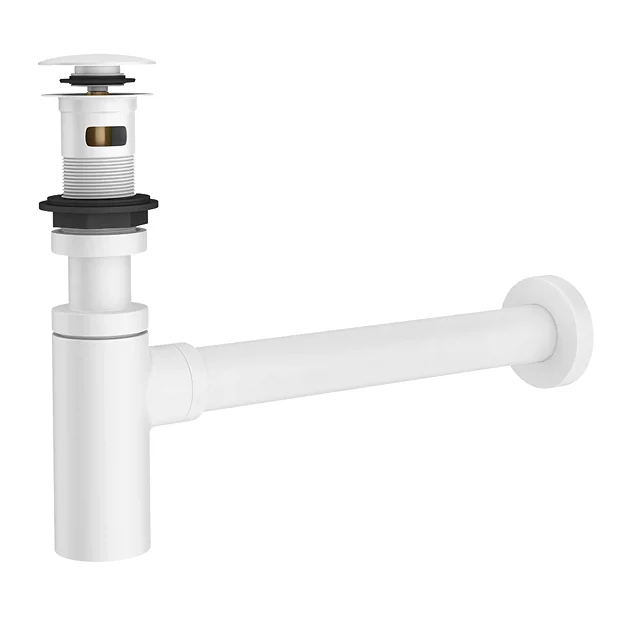 Arezzo Round Matt White Click Clack Basin Waste + Bottle Trap Pack 2 Arezzo Round Matt White Click Clack Basin Waste + Bottle Trap Pack - Image 2