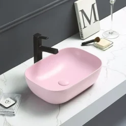 Arezzo Matt Pink Ceramic Unslotted Click Clack Basin Waste -Bathroom Furniture Store pnkcw02 d1