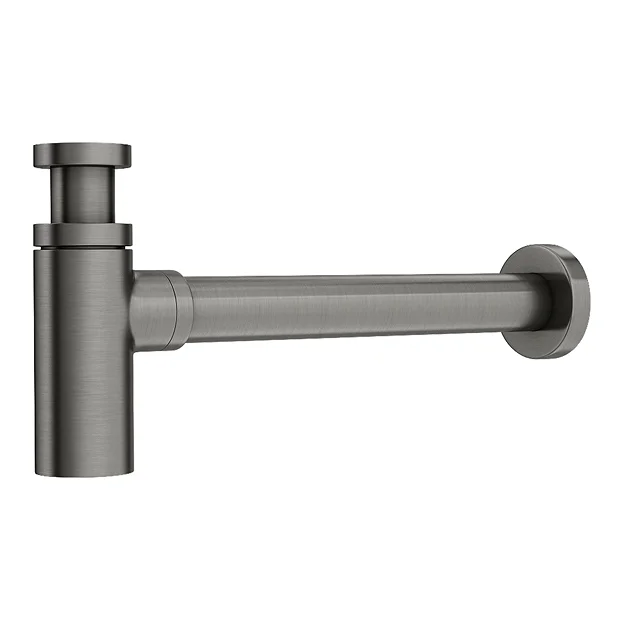 Arezzo Round Gunmetal Grey Modern Basin Bottle Trap 1 Arezzo Round Gunmetal Grey Modern Basin Bottle Trap