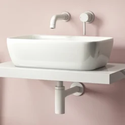 Arezzo Round Matt White Modern Basin Bottle Trap -Bathroom Furniture Store rdtrpwht d1