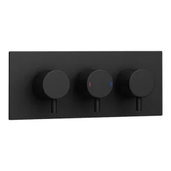 Arezzo Round Modern Triple Concealed Shower Valve - Matt Black -Bathroom Furniture Store rtsvblk n d4
