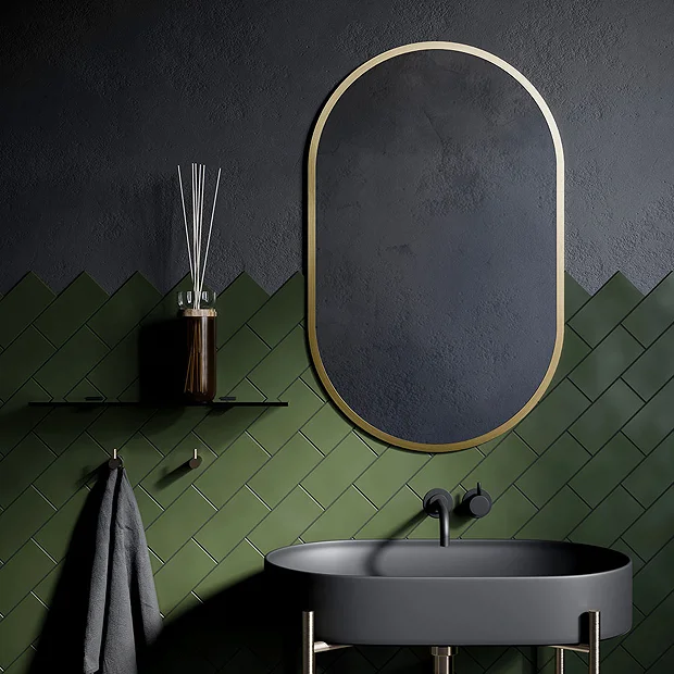 Arezzo Brushed Brass 500 X 800mm Capsule Mirror 3 Arezzo Brushed Brass 500 X 800mm Capsule Mirror - Image 3