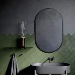 Arezzo Matt Black 500 X 800mm Capsule Mirror -Bathroom Furniture Store ven58cmb d1