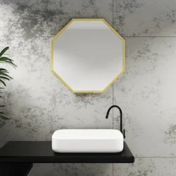 Arezzo Brushed Brass 600mm Octagon Mirror -Bathroom Furniture Store ven6ocbb d1