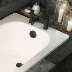 Arezzo Matt Black Easy Clean Click Clack Bath Waste With Overflow -Bathroom Furniture Store wa900ek n d3